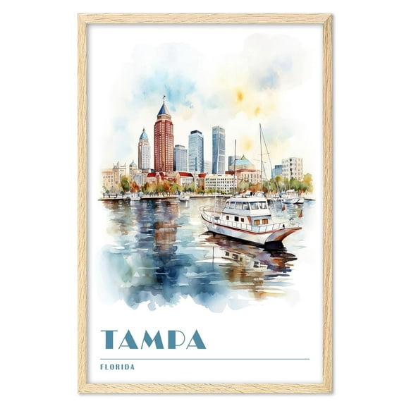 Eastern Print Tampa Wall Art, States Landscape Wall Art Decor, Florida Travel Posters, City Wall Art, Travel Posters, USA Travel Posters, Office Living Room Wall Posters (UNFRAMED) 18x24