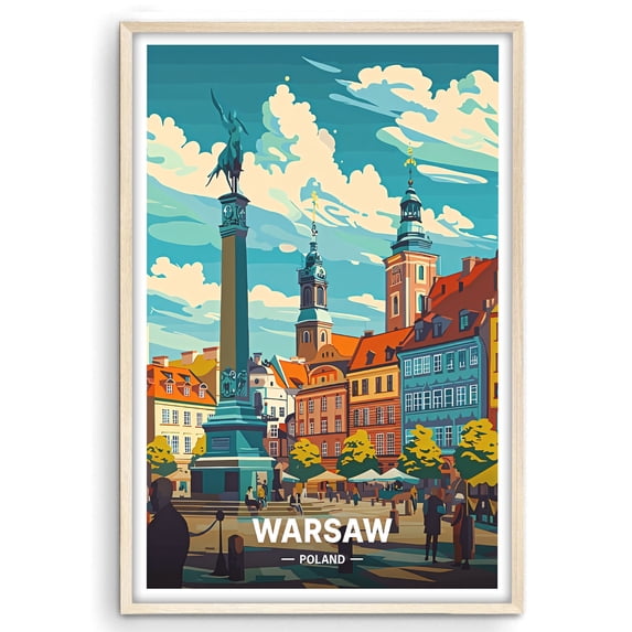 Eastern Print Warsaw Cityscape Poster, Poland Travel Art, European City Decor, Modern Wall Art For Home And Office, Size 12x18 UNFRAMED