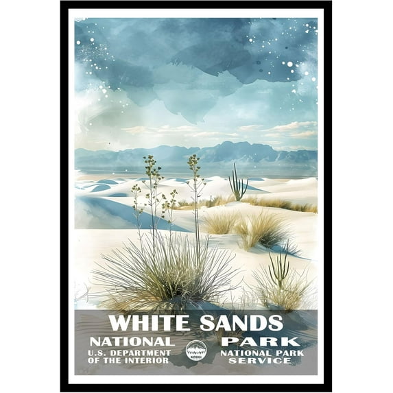 Eastern Print White Sands National Park Wall Art, National Parks Abstract Nature Landscape Forest Wall Art Pictures For Office Living Room (UNFRAMED), 24x36