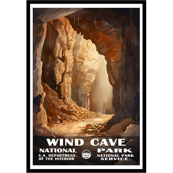 Eastern Print Wind Cave National Park Wall Art, National Parks Abstract Nature Landscape Forest Wall Art Pictures For Office Living Room (UNFRAMED), 20x30