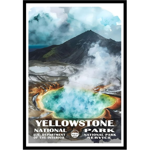 Eastern Print Yellowstone National Park Wall Art, National Parks Abstract Nature Landscape Forest Wall Art Pictures For Office Living Room (UNFRAMED), 11x14