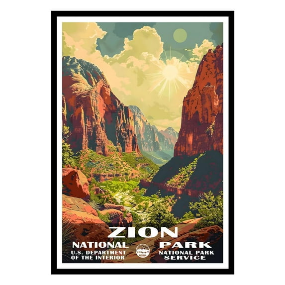 Eastern Print Zion Poster, Zion National Park Poster, Zion Wall Art, National Park Wall Art, National Park Print for Living Room (UNFRAMED), 16x24