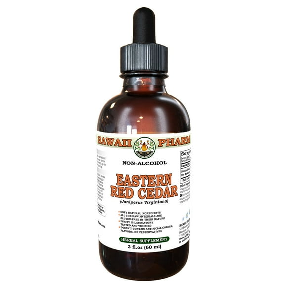 Eastern Red Cedar (Juniperus virginiana) Dry Chip Liquid Extract Tincture. Expertly Extracted by Trusted HawaiiPharm Brand. Absolutely Natural. Proudly made in USA. Tincture 2 Fl.Oz