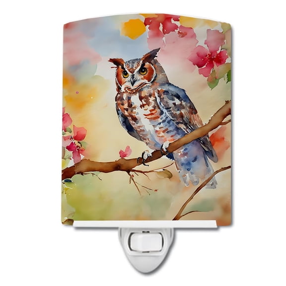 Eastern Screech Owl Ceramic Night Light 4 in x 6 in