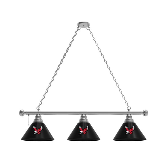 Eastern Washington University 3 Shade Billiard Light with Chrome FIxture