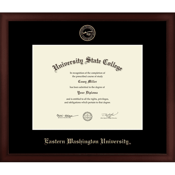 Eastern Washington University Diploma Frame, Document Size 11" x 8.5"