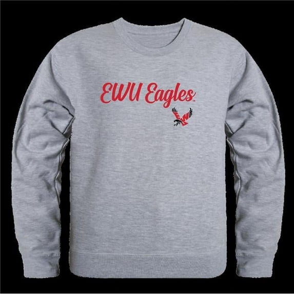 Eastern Washington University Eagles Script Crewneck Sweatshirt, Heather Grey - Medium