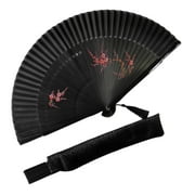 Eastern Wind black hand fan for women, hand painted handheld folding fan 8.3"