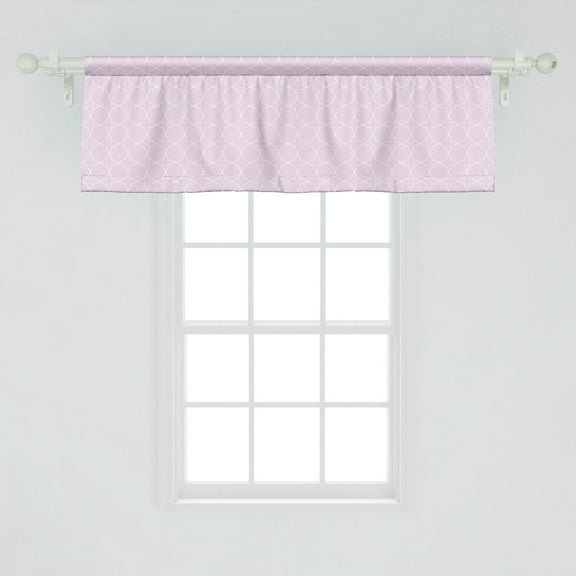 Eastern Window Valance Pack of 2, Simplistic Thin Line Oriental Motif Repetition on Pastel Backdrop, Rod Pocket Curtain Valances Kitchen Bedroom, 2 Sizes, Pale Pink White, by Ambesonne