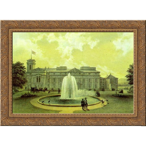 Eastern Wing of Verkiai Palace 24x18 Gold Ornate Wood Framed Canvas Art by Vasily Sadovnikov