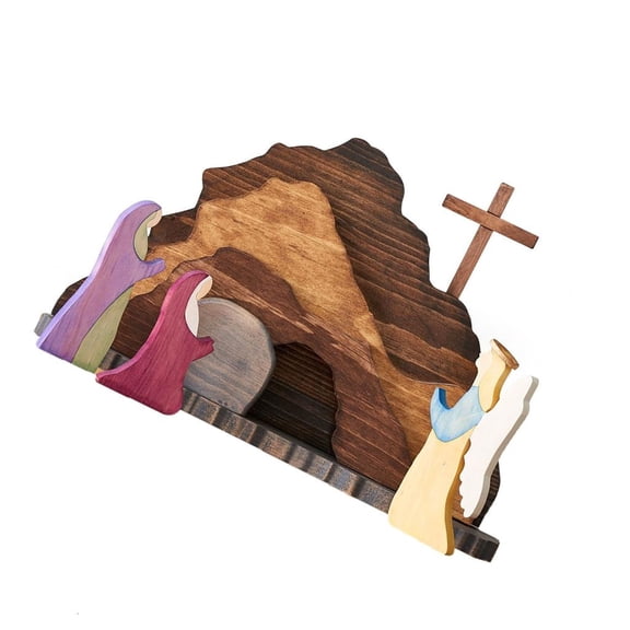 Easters Nativity Scene Wooden Decors Nativity Figurines Ornaments Set for Home Tabletop and Religious Activity Decors