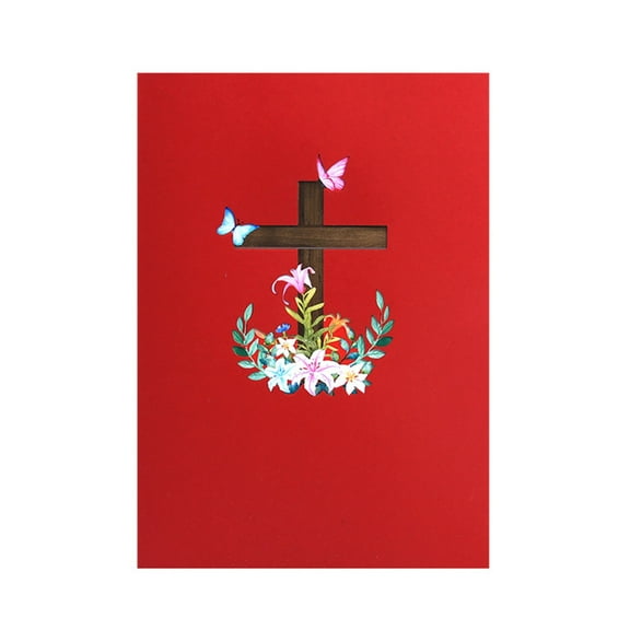 Easters Popup Cards Popup Greeting Cards 3D Flower Religious Crosses Greeting Card,Funny Easters Gift for Husband Wife