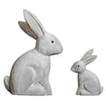 thumbnail image 1 of Easters Rabbit Statue Set of 2 Cute Wooden Bunnies Figurines Decors for Living Room or Bedroom Desktop Display Ornaments, 1 of 11