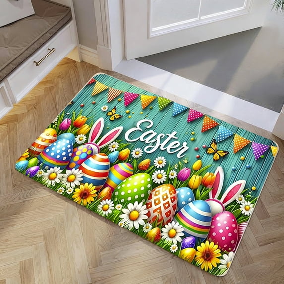 Easterthemed Doormat Easter Welcome Mat Absorbent And Mat Suitable For Spring Home Decor And Entryways