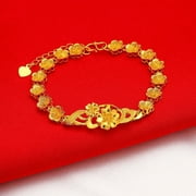 Eastfeeling 24K THAI BAHT YELLOW GOLD GP Chain Charm Bracelet Women Jewelry