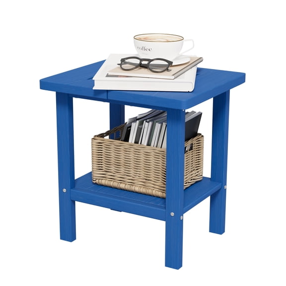 Easthome 2-Tier Adirondack Side Table for Outdoors - Square Weather-Resistant End Table, Patio & Poolside Companion for Backyard, Porch, Garden, or Indoor Use - Navy