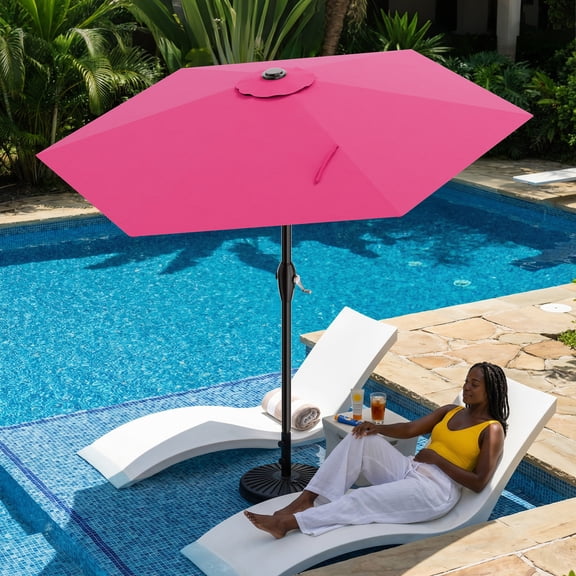 Easthome 7.5' Patio Umbrella Outdoor Table Market Umbrella with Smooth Crank handle, 6 Ribs, Backyard, Poolside, Garden - Pink