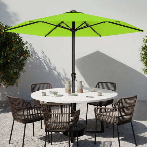 Easthome 9ft Patio Umbrella with Crank Lift System & 6 Sturdy Ribs Waterproof, Patio Table Umbrella Perfect for Poolside, Terrace, Beach and Outdoor Restaurant, Apple Green