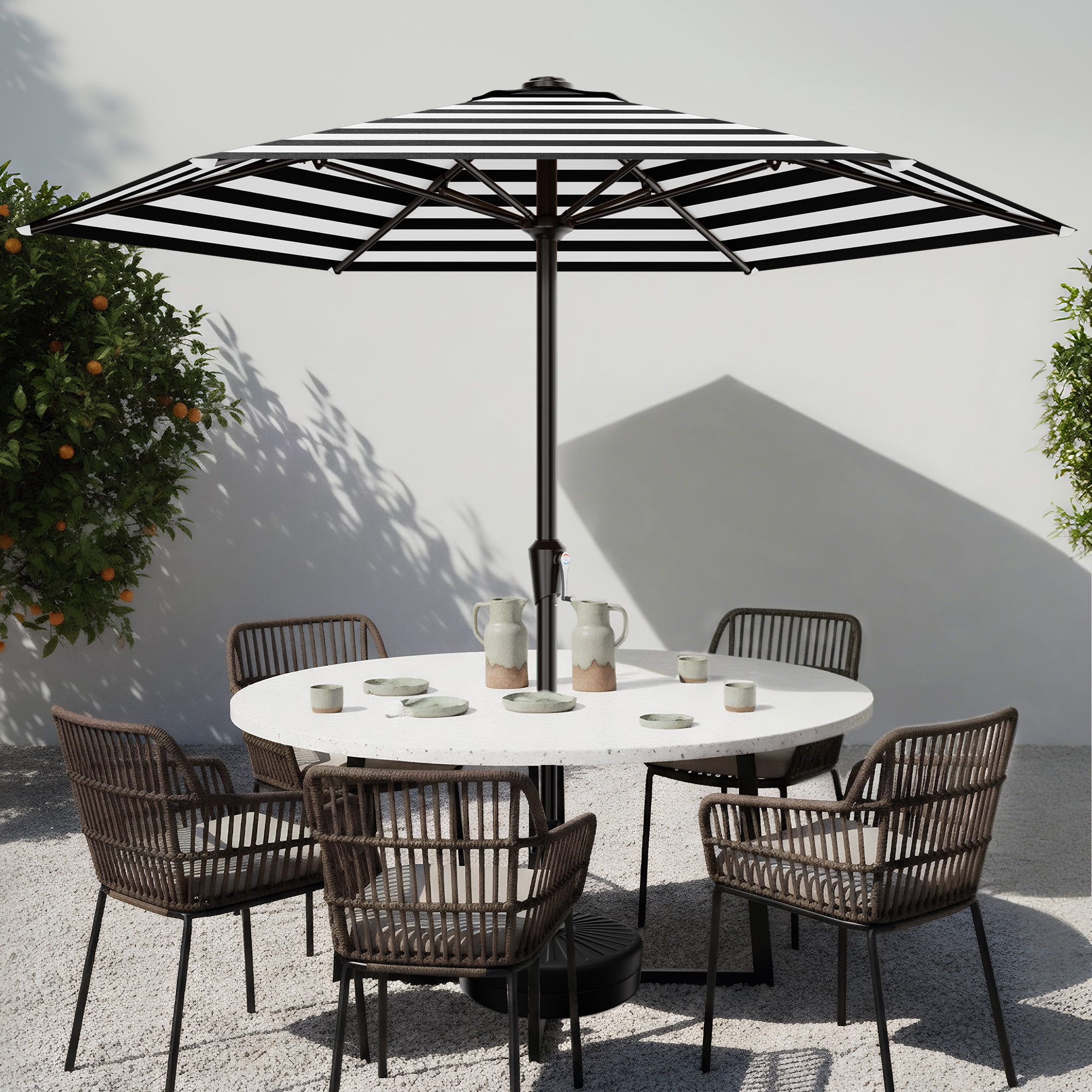 8 foot patio table umbrella 10 FT Umbrella, 3 Tier Outdoor with Sturdy Glass Fiber Ribs and Push Button Tilt, Outdoor Patio Umbrellas for Market Pool Garden Backyard, 1.5