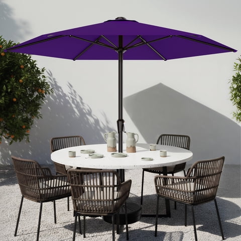 Easthome 9ft Patio Umbrella with Crank Lift System & 6 Sturdy Ribs Waterproof, Patio Table Umbrella Perfect for Poolside, Terrace, Beach and Outdoor Restaurant, Purple