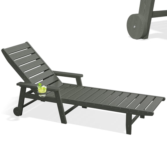 Easthome Adjustable Patio Chaise Lounge, Waterproof & Lightweight Outdoor Recliner for Poolside, Deck, Garden and Backyard - Gray