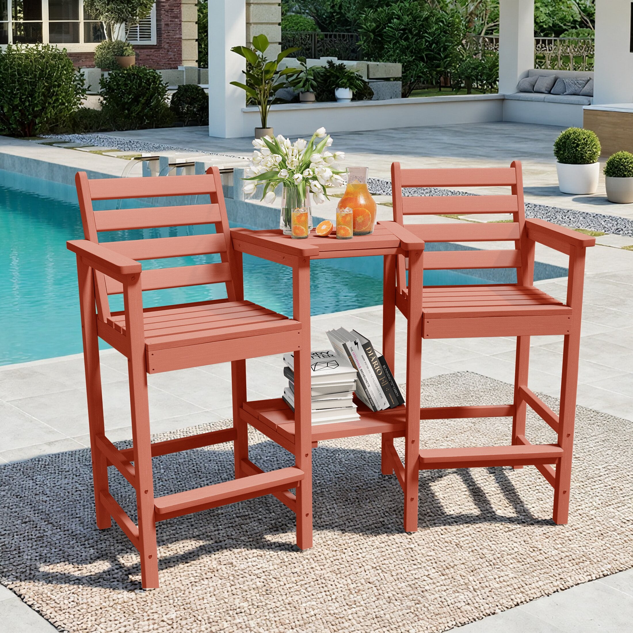 Easthome HDPE Tall Adirock Chair Set of 2, Heavy-Duty Outdoor Chairs ...