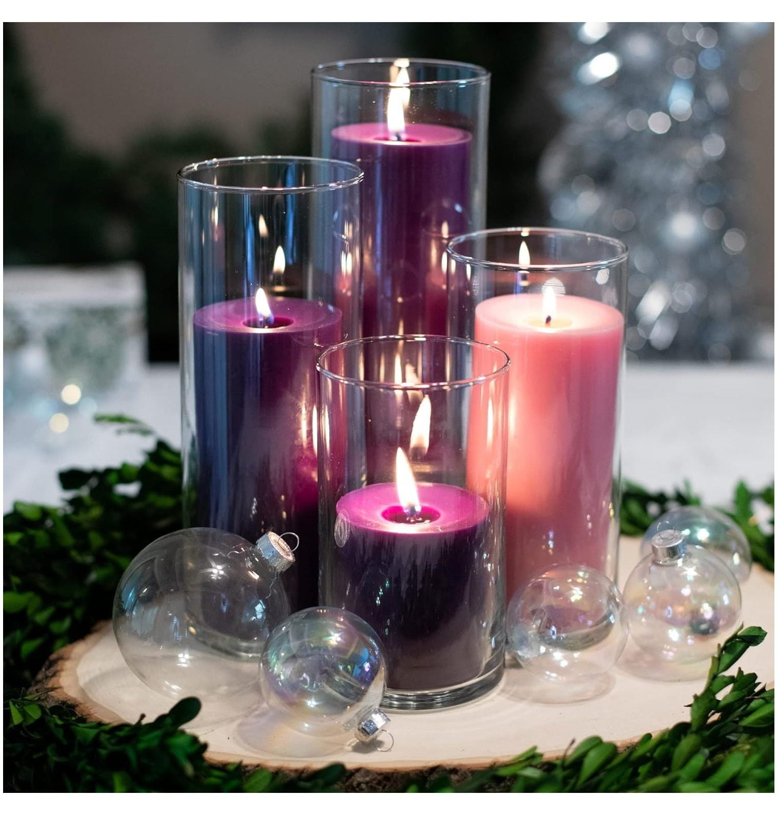 Eastland Cylinder Pillar Holder & HYYYYH Pillar Candles Advent Set of 4