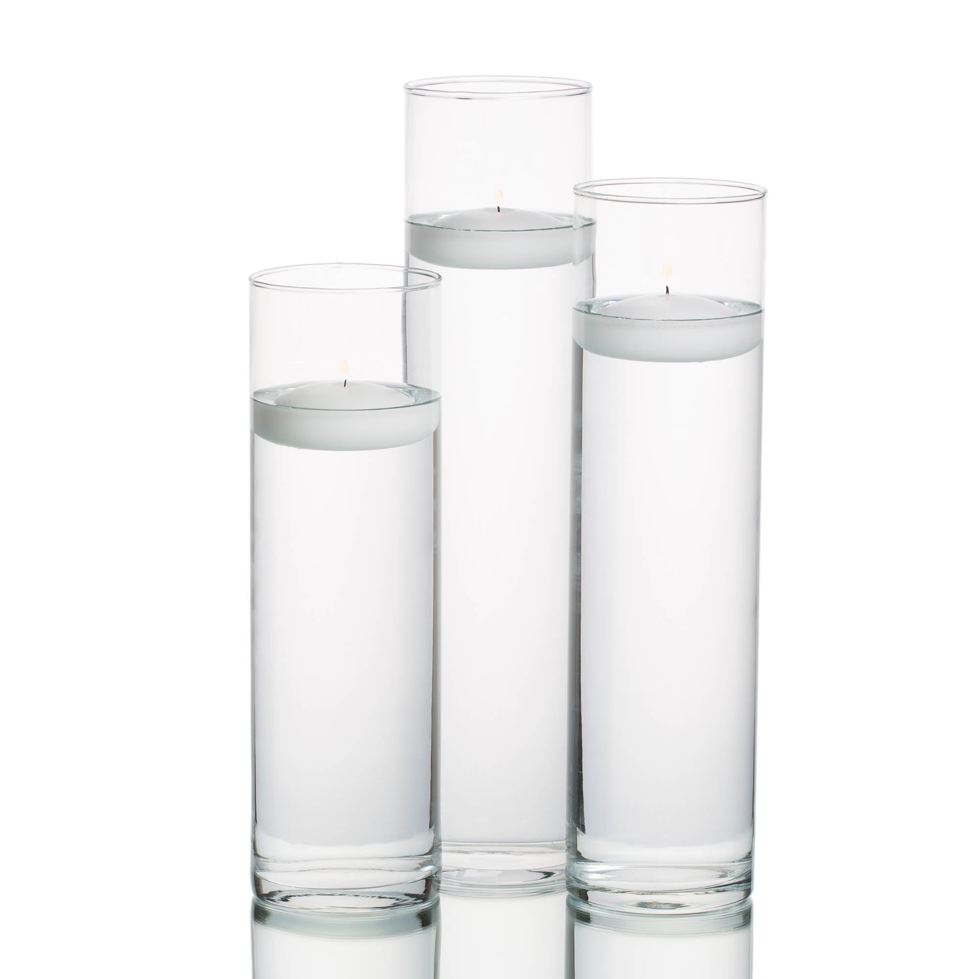 Eastland Tall Cylinder Vases with Richland Floating Candles White Set