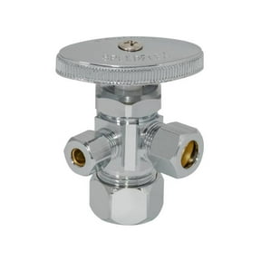Eastman 04353LF Dual-Outlet Multi-Turn 3-Way Shut-Off Valve, 5/8 inch Comp x 3/8 inch Comp x 3/8 inch Comp, Chrome