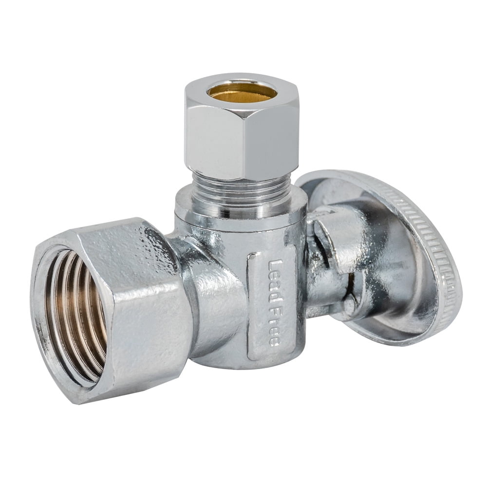 Chrome-Plated Metal 1/2" FIP x 3/8" Compression Angle Stop Valve