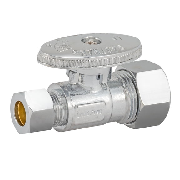 Eastman 10756LF Quarter-Turn Straight Stop Valve, 5/8 inch OD Comp x 3/8 inch OD Comp, Chrome