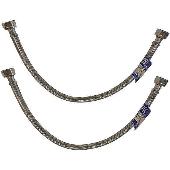 Eastman 20" Supply Line Steel Flex Long Faucet Connectors (2) Pack (1/2" FIP x 1/2" FIP)