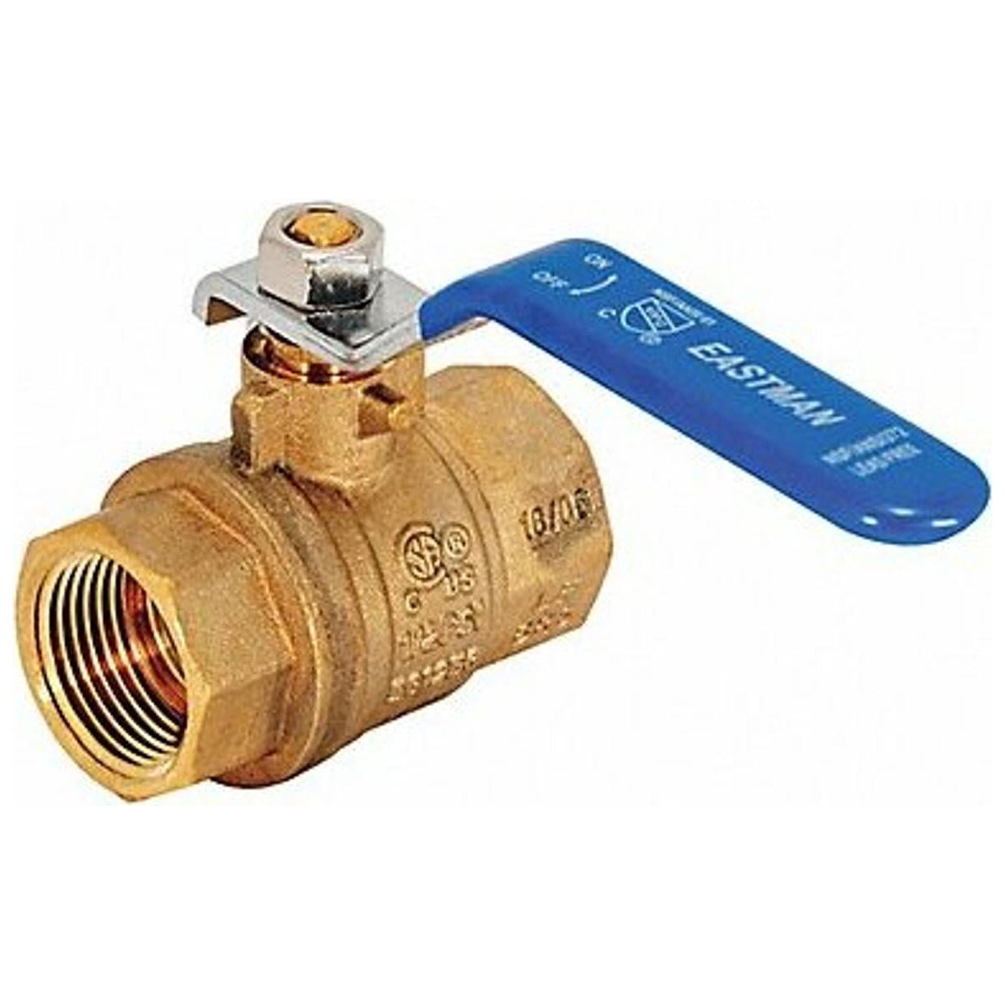 Heavy-Duty Brass Full Port Ball Valve with Blue Handle, 3/4 inch