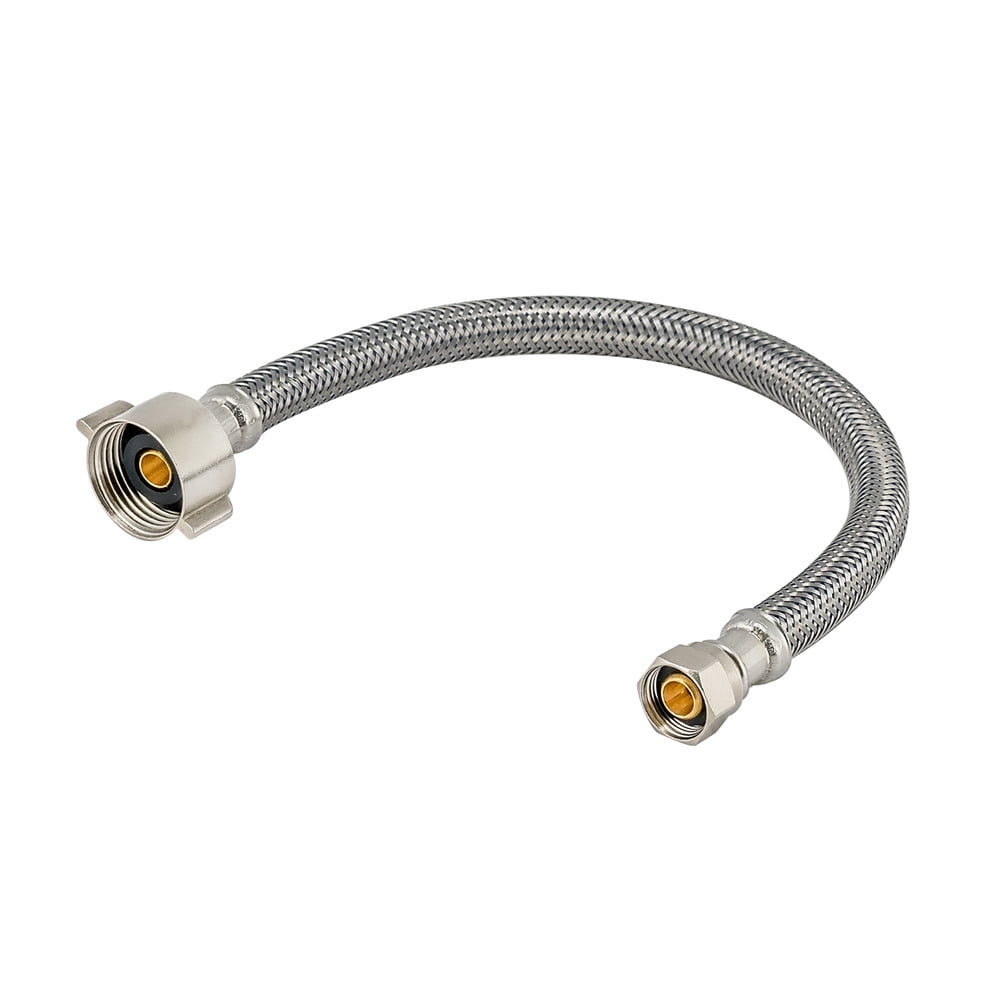Eastman 48089 Braided Stainless Steel Pipe Fittings & Couplers, Toilet Connector, 3/8 inch Comp x 7/8 inch B.C., 16 inch