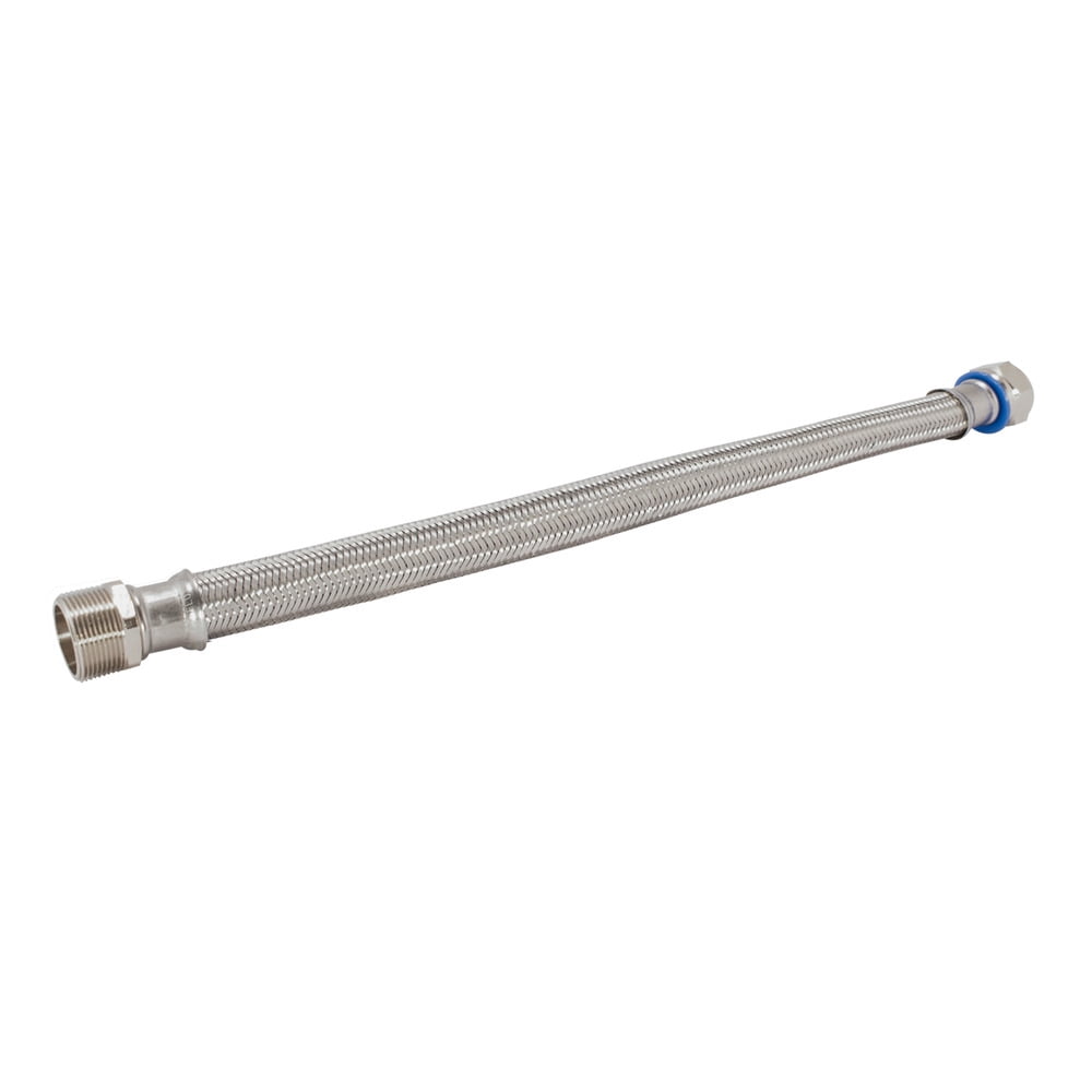 Eastman 48254 Braided Stainless Steel Water Heater Connector, 3/4 inch MIP x 3/4 inch FIP, 18 inch