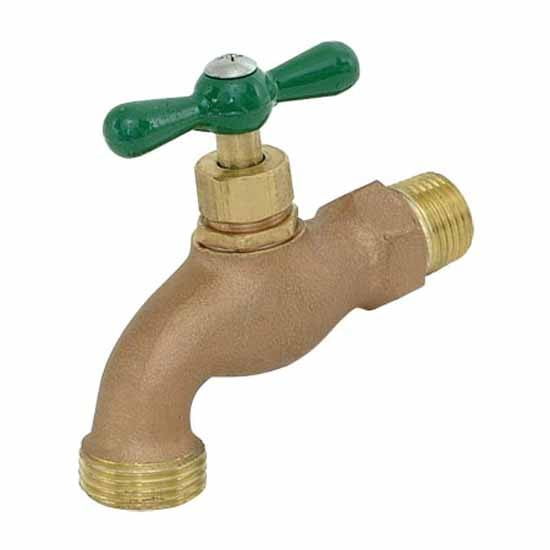 Heavy-Duty Brass Hose Bibb with Green Handle