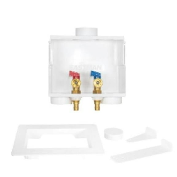 Eastman 60261 Dual Drain Washing Machine Outlet Box, 1/2 inch Expansion PEX, White