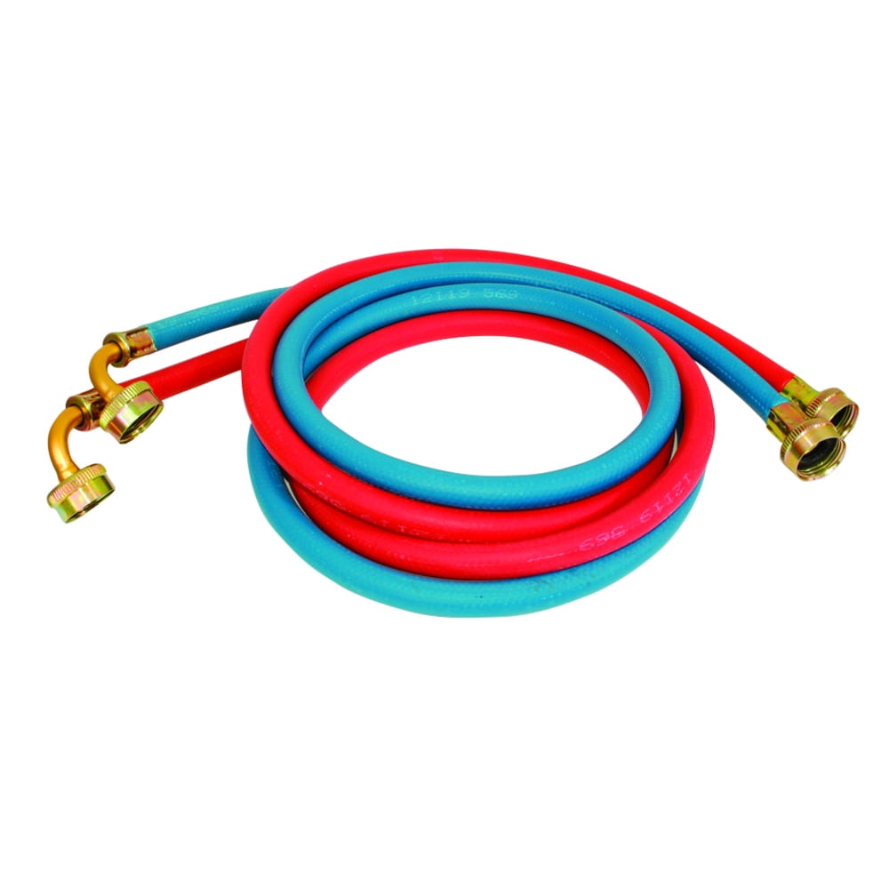 Eastman 60318 Rubber Red and Blue Washing Machine Hoses with Elbows, 3/