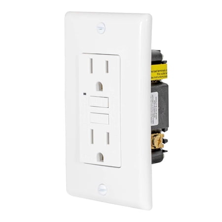 Eastman Ground Fault Circuit Interrupter, Self-Test GFCI Receptacle with LED Indicator, 15 Amps, White, 62167