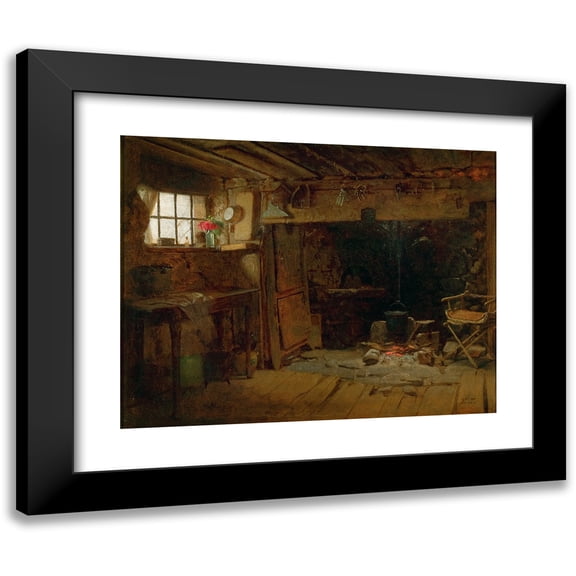 Eastman Johnson 14x12 Black Modern Framed Museum Art Print Titled - New England Kitchen