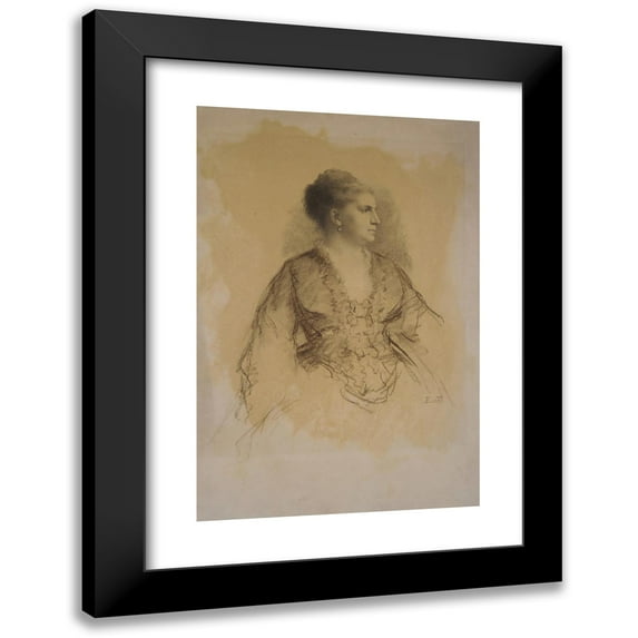Eastman Johnson 17x24 Black Modern Framed Museum Art Print Titled - Portrait of a Woman (ca. 1871)