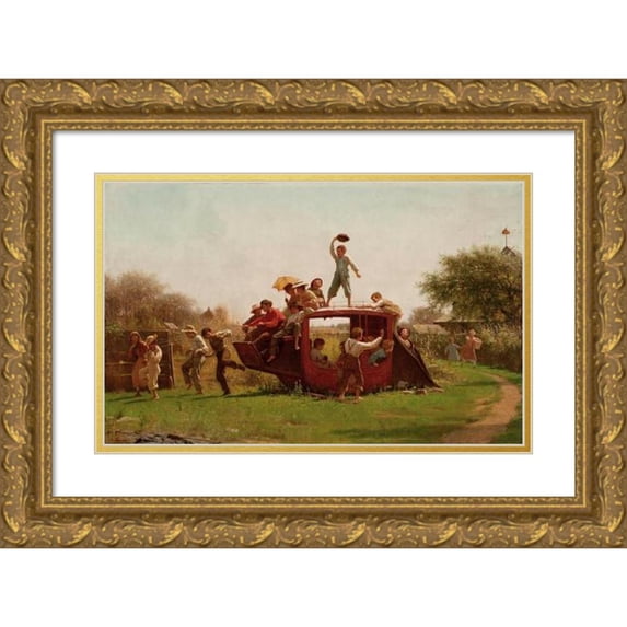 Eastman Johnson 18x12 Gold Ornate Wood Frame and Double Matted Museum Art Print Titled - The Old Stagecoach (1871)