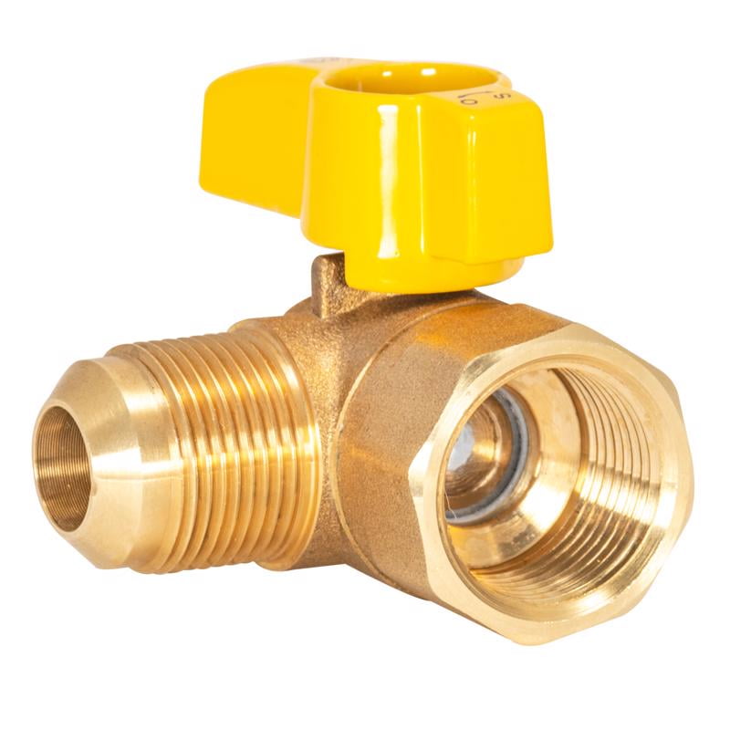 Eastman Brass Push-Fit Gas Ball Valve with Yellow Handle