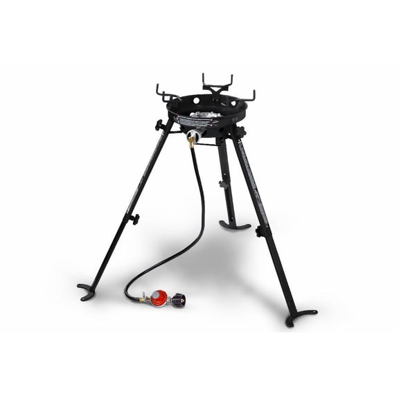 Eastman Outdoors 22 Inch Carbon Steel Camping Wok Kit with Big Kahuna Burner