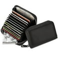 thumbnail image 1 of Eastnights Unisex Credit Card Holder Leather Small Zipper Wallet, Black, 1 of 5