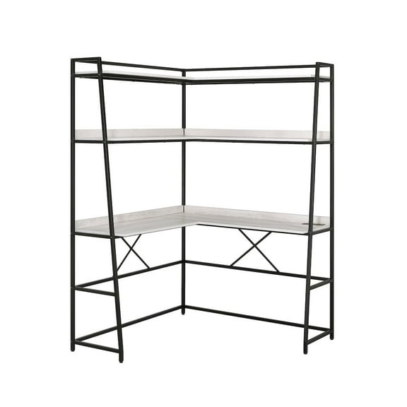 Furniture of America Narvay Metal Corner Writing Desk with USB