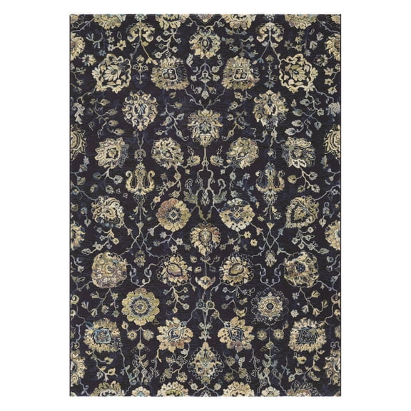 Easton 7'10"W x 11'2"L Power-Loomed Adaline Area Rug in Navy/Cream