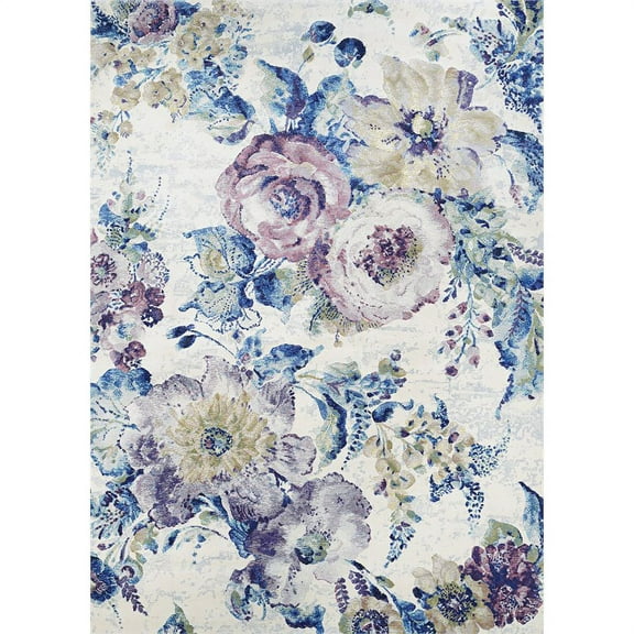 Easton 7'10"W x 11'2"L Power-Loomed Floral Chic Area Rug in Bone/Multi-Color