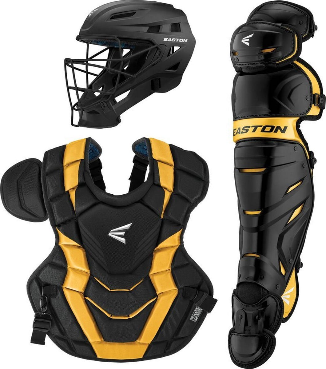 Easton Elite X Baseball Intermediate Catcher's Box Set | Black/Gold | INTERMEDIATE
