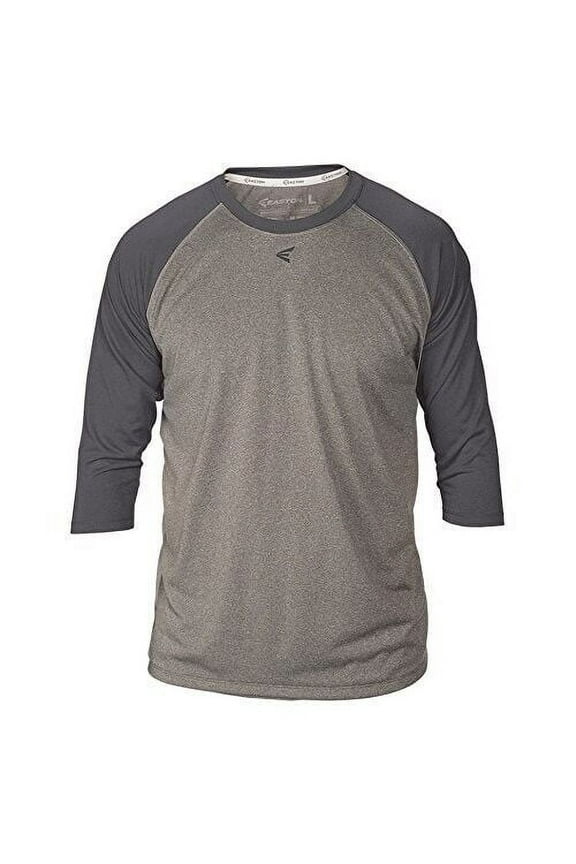 Men's 3/4 Raglan Crew Neck T-Shirt, Heather/Charcoal Gray, Small